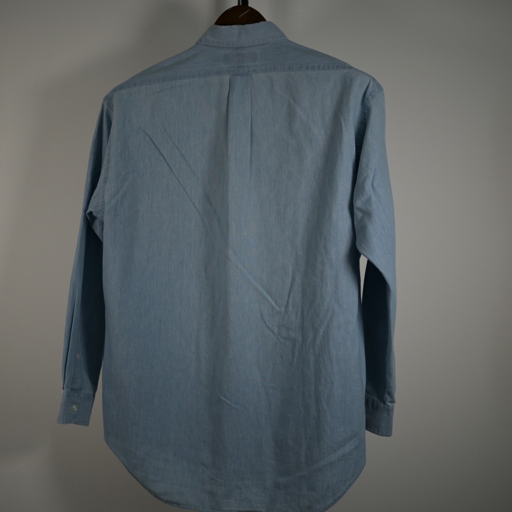 Vintage 90's Ralph Lauren Big Shirt Mens Small Blue Denim Long Sleeve Pony - Picture 5 of 7
